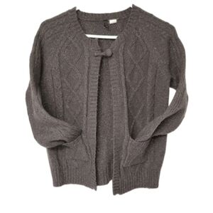 Divided Cottagecore Chunky Knit Sweater Cardigan Gray Metallic Silver Embroidery